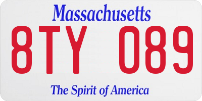 MA license plate 8TY089
