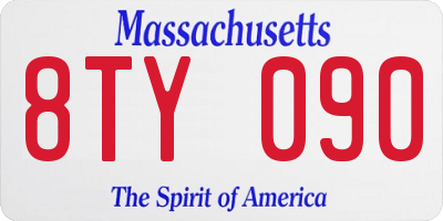 MA license plate 8TY090