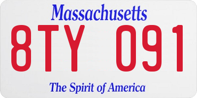 MA license plate 8TY091