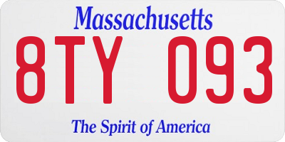 MA license plate 8TY093