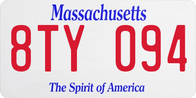 MA license plate 8TY094