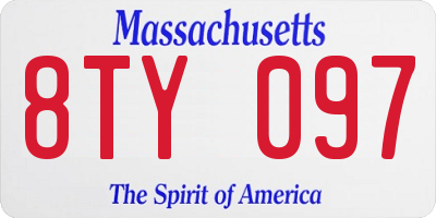 MA license plate 8TY097