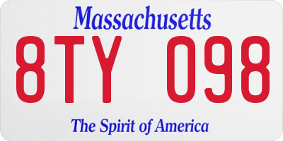 MA license plate 8TY098