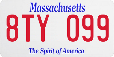 MA license plate 8TY099