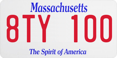 MA license plate 8TY100