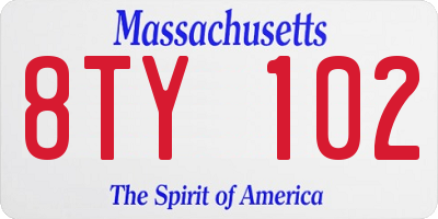MA license plate 8TY102