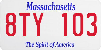 MA license plate 8TY103