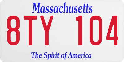 MA license plate 8TY104