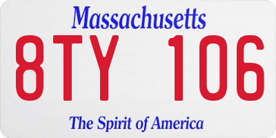 MA license plate 8TY106