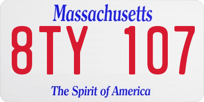 MA license plate 8TY107