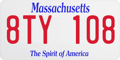 MA license plate 8TY108