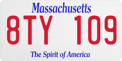 MA license plate 8TY109