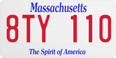 MA license plate 8TY110