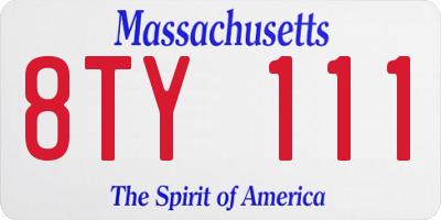 MA license plate 8TY111