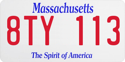 MA license plate 8TY113