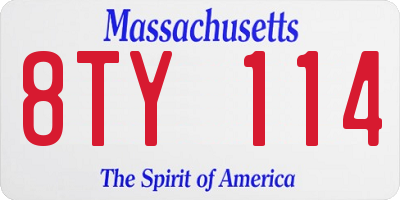 MA license plate 8TY114