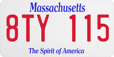 MA license plate 8TY115