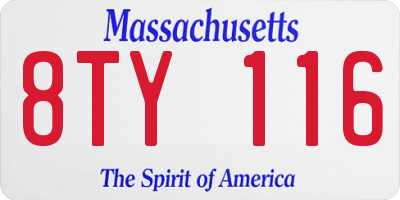 MA license plate 8TY116