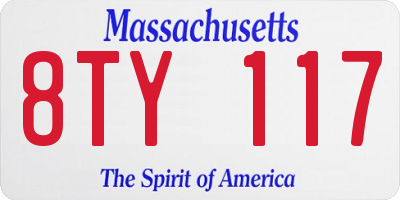 MA license plate 8TY117