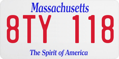 MA license plate 8TY118
