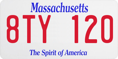 MA license plate 8TY120