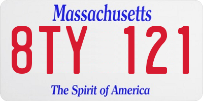 MA license plate 8TY121