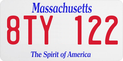 MA license plate 8TY122
