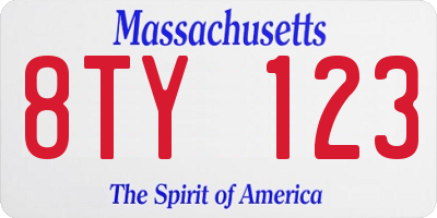 MA license plate 8TY123