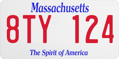 MA license plate 8TY124