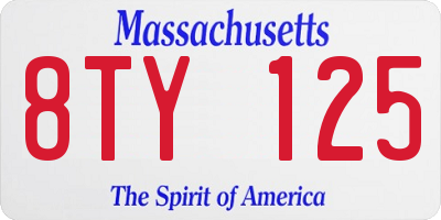 MA license plate 8TY125
