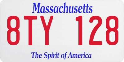 MA license plate 8TY128