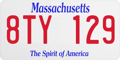 MA license plate 8TY129