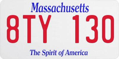 MA license plate 8TY130