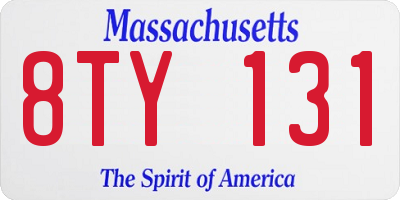 MA license plate 8TY131