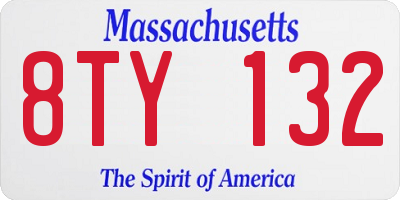 MA license plate 8TY132