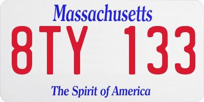 MA license plate 8TY133