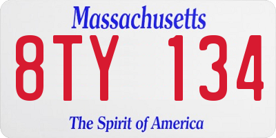 MA license plate 8TY134