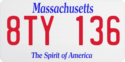 MA license plate 8TY136