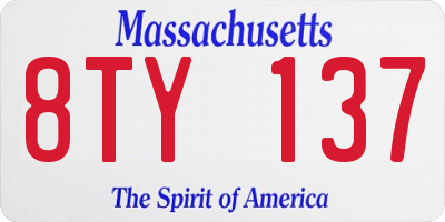 MA license plate 8TY137