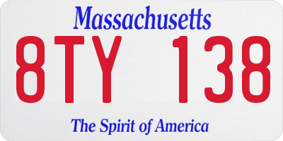 MA license plate 8TY138