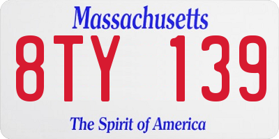 MA license plate 8TY139