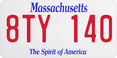 MA license plate 8TY140