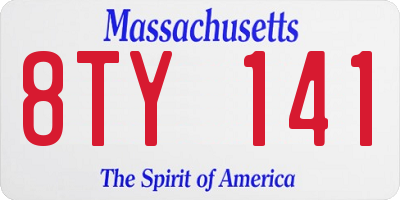 MA license plate 8TY141
