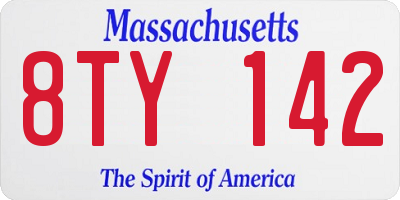 MA license plate 8TY142