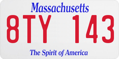 MA license plate 8TY143