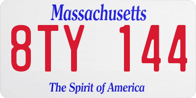 MA license plate 8TY144