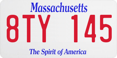 MA license plate 8TY145