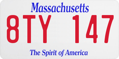 MA license plate 8TY147