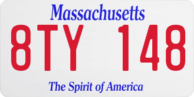 MA license plate 8TY148