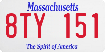 MA license plate 8TY151